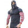 Mens Quick-Dry Hooded Rash Guard With Face Cover Print UV Protection Surfing Shirt Beach Fishing Outdoor Activities