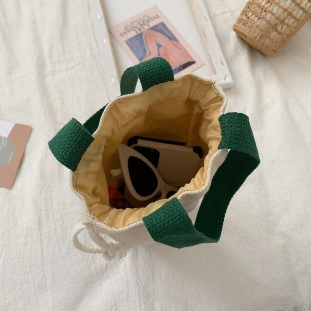Portable Canvas Thermos Pouch Solid Color Handheld Drawstring Storage Bag Water Bottle Carrier Bag Outdoor