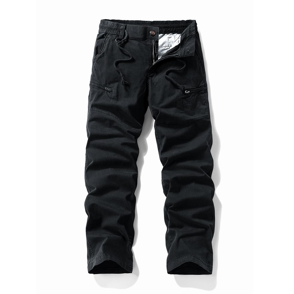 Functional Tactical Autumn and Winter Outdoor Cotton Short Sleeve Wear-resistant Straight Training Pants Multi-bag Solid Color Casual Pants Overalls