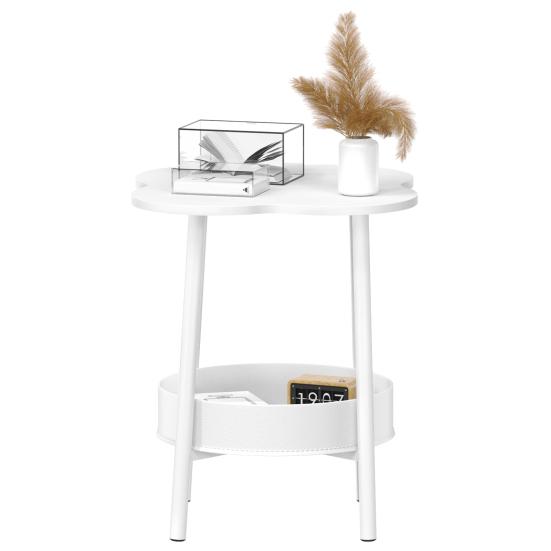 Small Coffee Table, Flower Shaped Desktop Tea Table, Modern Style End Table, Living Room Center Minimalist Display Coffee Table with 2-Tier