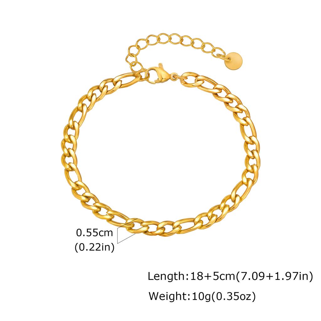 Men's Figaro Chain Bracelets,5.5mm Width Stainless Steel NK Chain Wristband,Hiphop Punk Jewelry Gift for Him