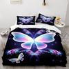 Butterfly Duvet Cover Set 3D Galaxy Purple Butterfly Floral Printed Bedding Set Fantasy Theme King Size Comforter Cover for Girl