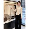 Women's Stacked High Neck Double-Sided Fleece Lace Layering Top for Autumn/Winter