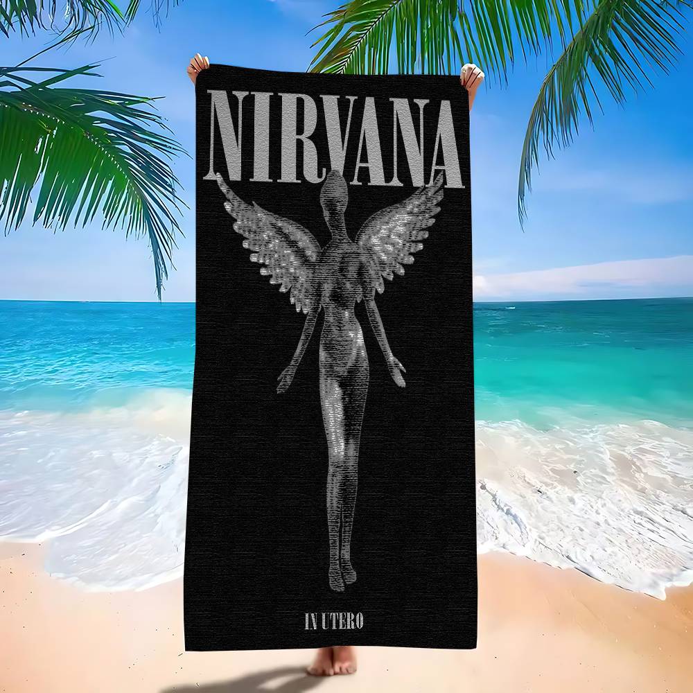 Band Hot N-Nirvana Microfiber Printed Beach Towel Mountain Climbing Yoga Beach Swimming Running Absorbent Soft Towel