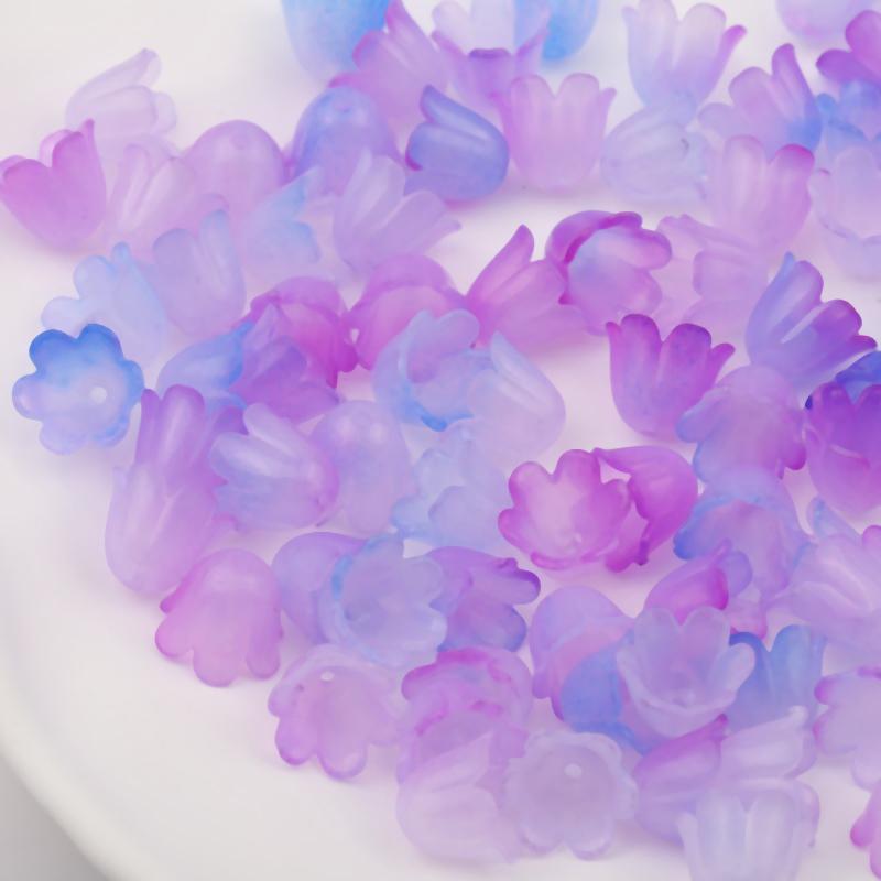 

100 шт. красочные бусины-лэмпворк в форме колокольчика, стекло в форме цветка-трубы