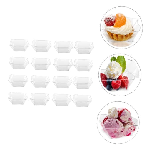 SEWACC 48 Disposable Plastic Dessert Cups for Ice Cream and Pudding