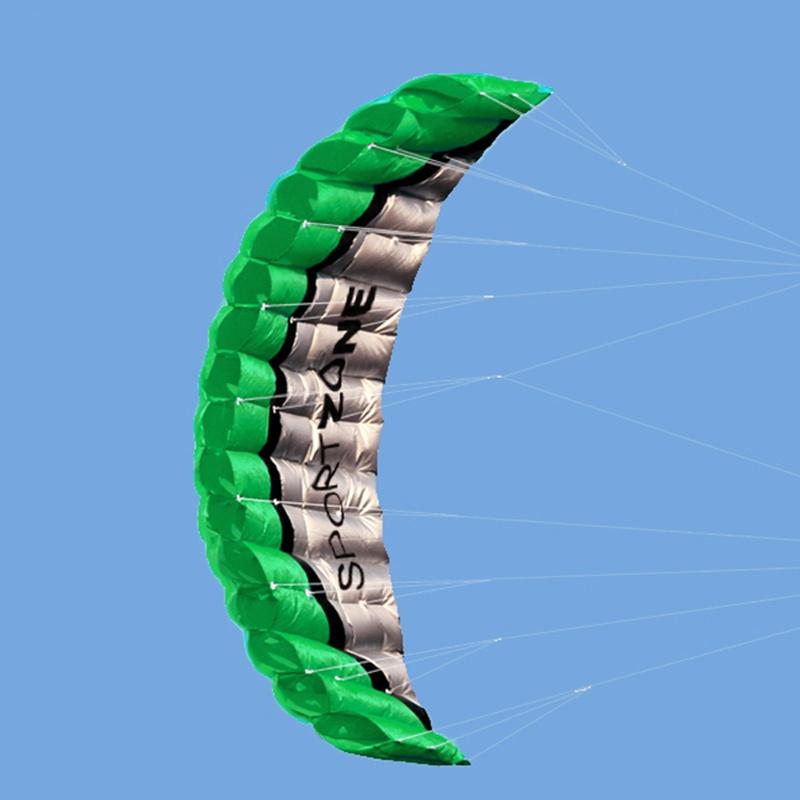 Vibrant Green 2.5m Dual Line Parafoil Parachute Stunt Kite For Outdoor Fun