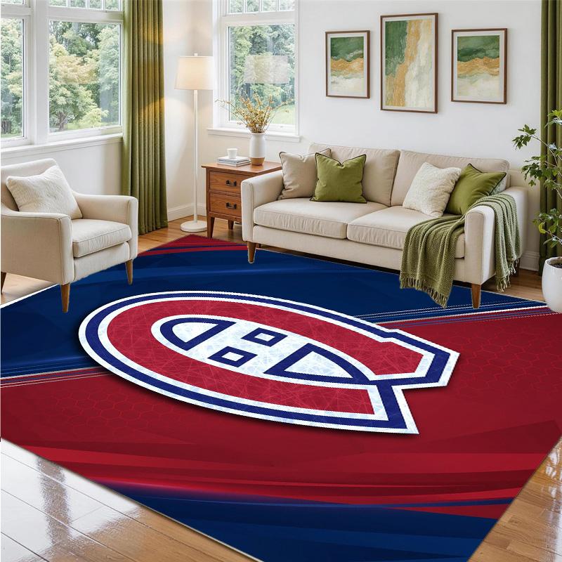 Montreal Canadiens Design Crystal Velvet Rug Soft Decorative Mat for Bedroom Entrance