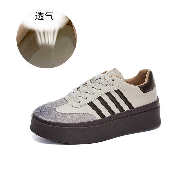 Retro German training shoes versatile platform heightening board shoes 2025 spring new little white shoes women's biscuit shoes women's tide