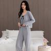 German Velvet Pajamas With Chest Pads, Women'S Autumn And Winter Suspenders, Three-Piece Long-Sleeved Trousers, Thin Loungewear