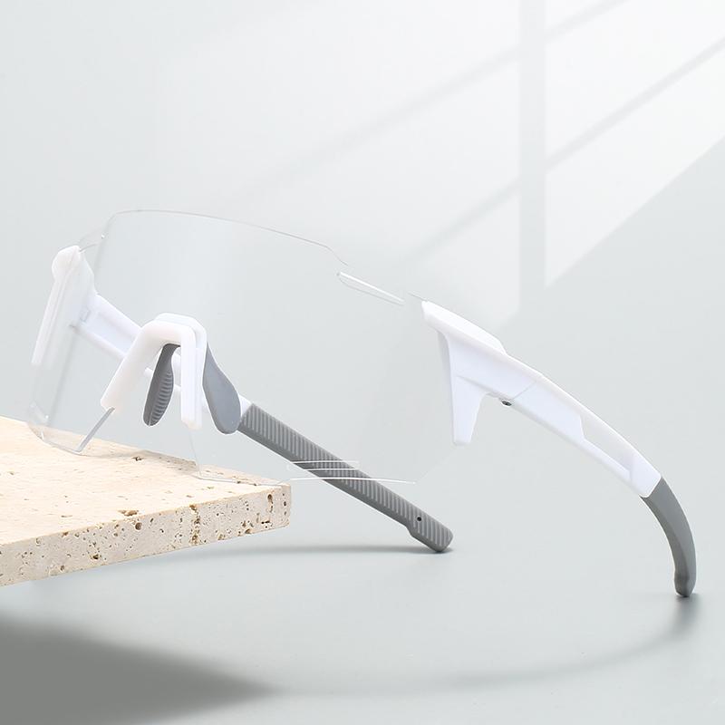 KAMMPT Rimless Photochromic Sports Goggle Men New Punk Outdoor Cycling Sunglasses Oversize Windproof Anti-UV Shades for Driving