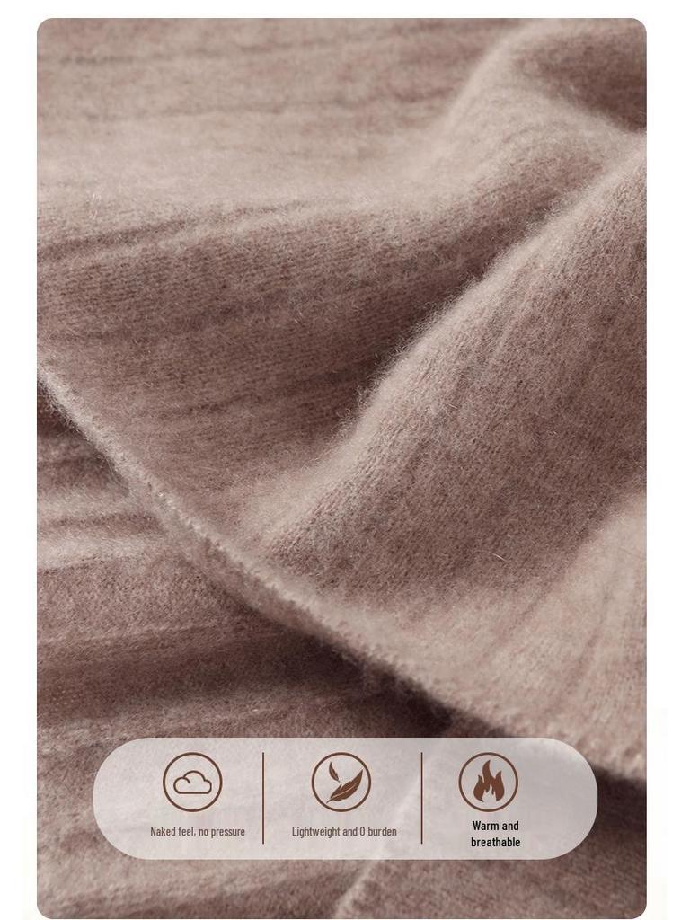 Women's Extra Long Wool Knitted Dress - Round Neck, Slim Fit, Waist-Hugging, Over-the-Knee, Autumn/Winter Style