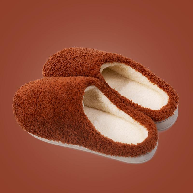 Men's and Women's Non-Slip Plush Cotton Indoor Slippers: Warm, Soft Winter Shoes for Home.