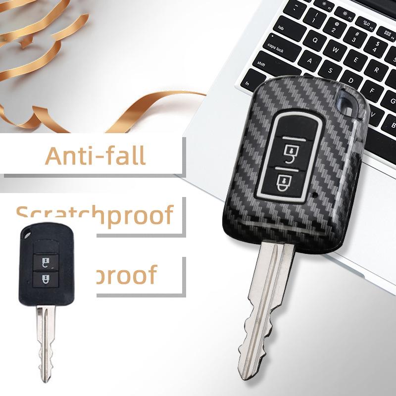 

New Carbon Abs Car Key Cover Case For Mitsubishi Asx Outlander Lancer Ex Galant Pajero 2 Buttons Car Styling