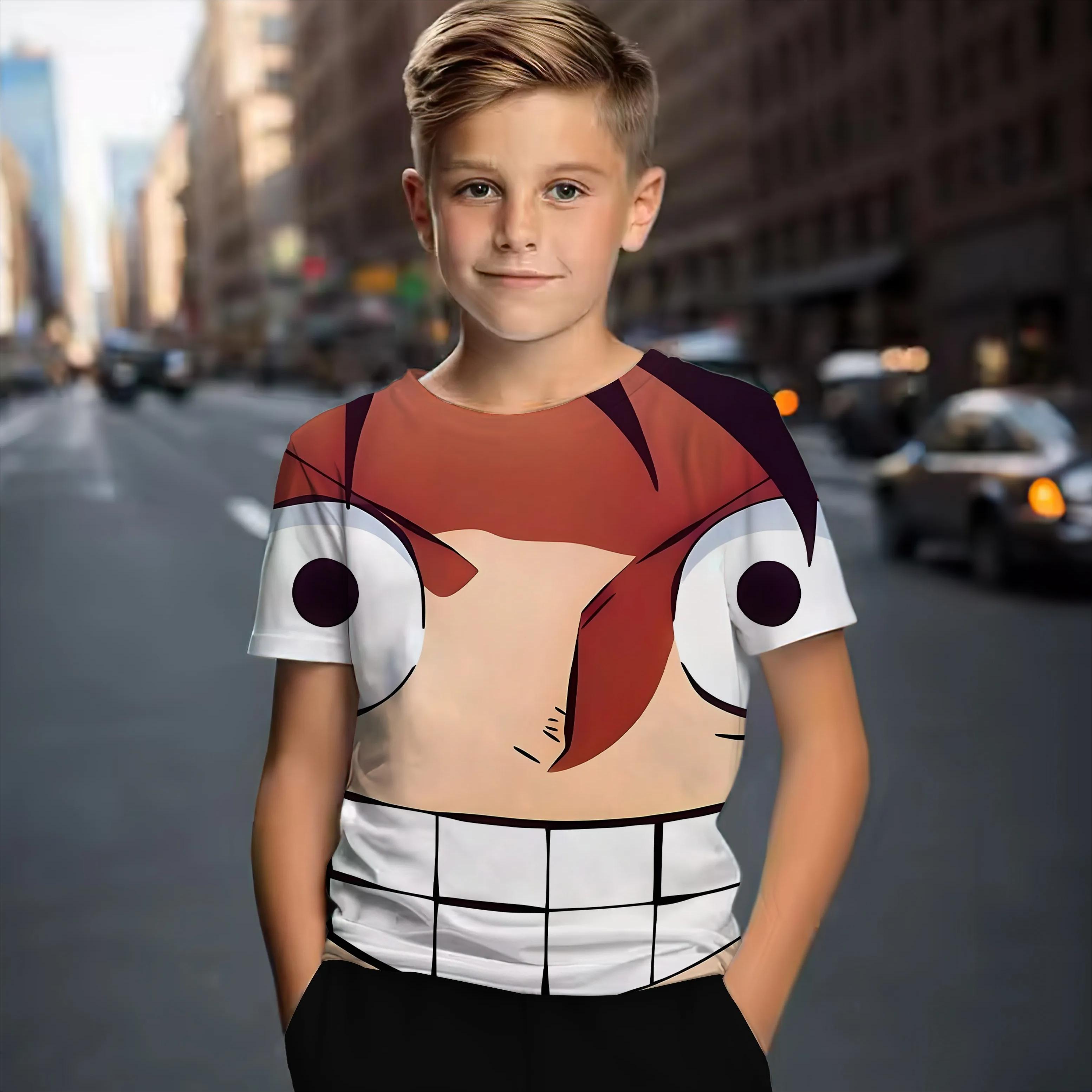 

Летняя детская футболка с 3D-принтом, цельная, крутая, модная, унисекс, футболки с короткими рукавами для мальчиков и девочек 170