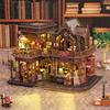 NEW Retro Letter Coffee Shop DIY Wooden House Figurines Miniature Kits With LED Lights Home Decoration For Adult Handmade Gifts