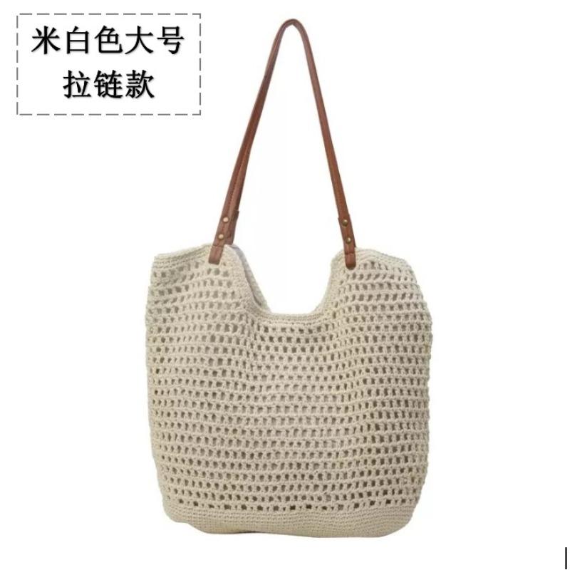Premium Straw Woven Bag Women's Handwoven Bag Large Capacity Shoulder Tote Bag Seaside Vacation Beach Bag Women's Bag