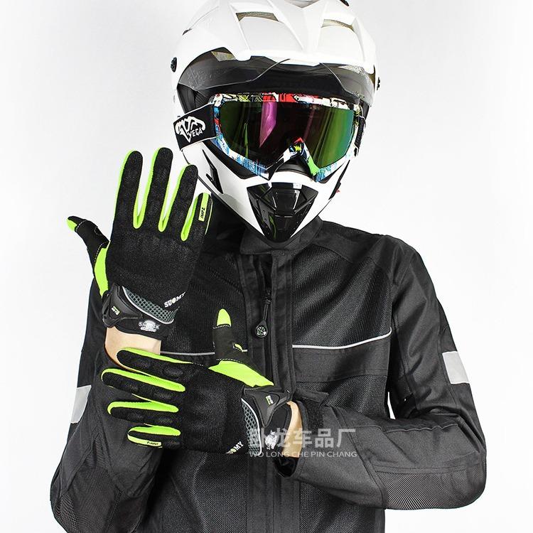 Guantes de motocicleta para hombre y mujer equipo de piloto para montar anticaída antideslizantes pantalla táctil locomotora carreras guantes de dedo completo cuatro estaciones