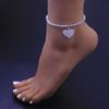 Exquisite Bling Rhinestone Double Heart Anklets for Women Hollow Out Foot Chain Trendy Summer Beach Jewelry Accessories
