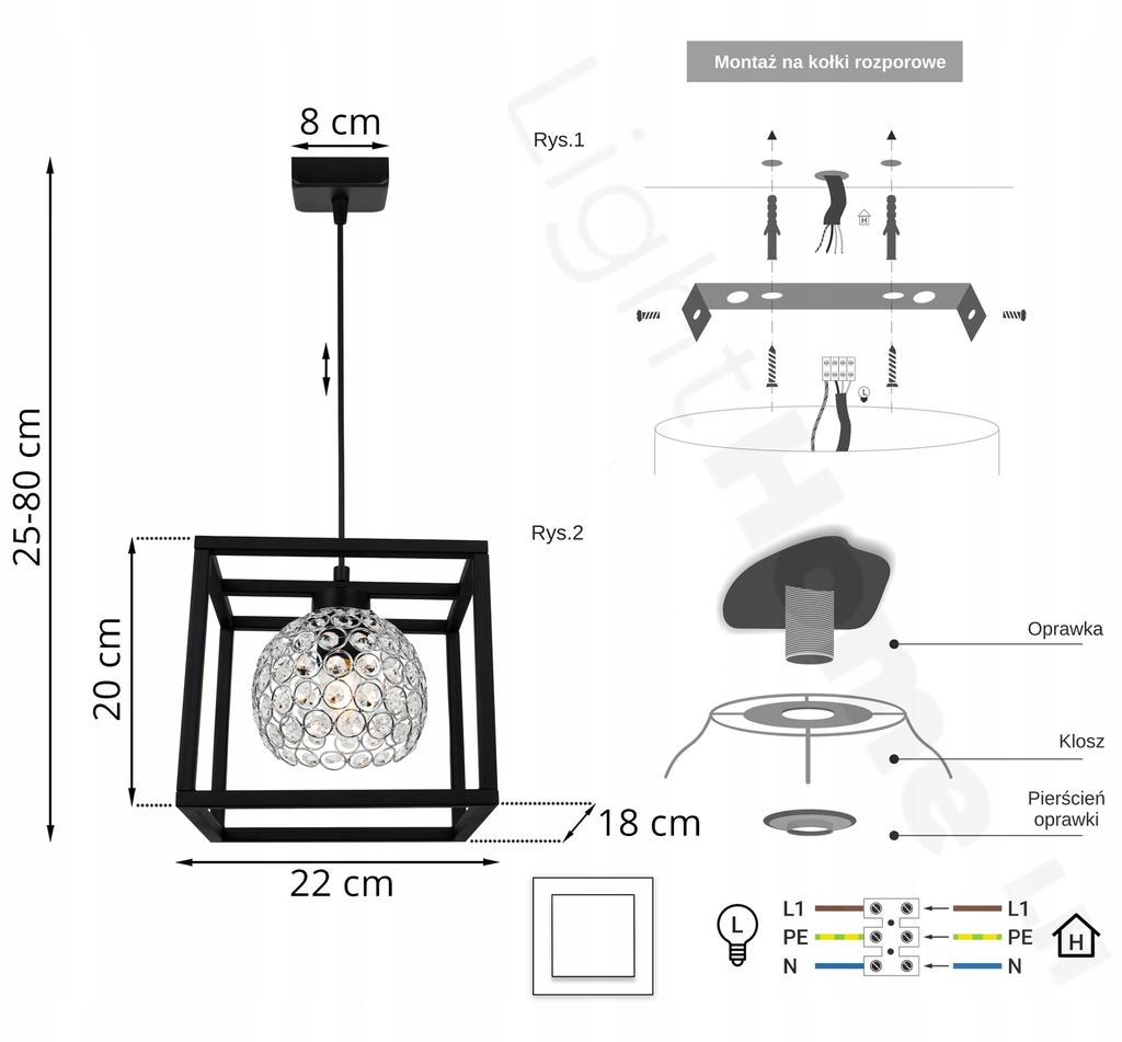 HANGING LAMP CAGE ELEGANT GLASS BALL