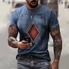 Men's Short-sleeved T-shirts Summer Casual Retro Hip-hop Style Round Neck Playing Card Pattern 3Dprinted  Oversized T-shirts