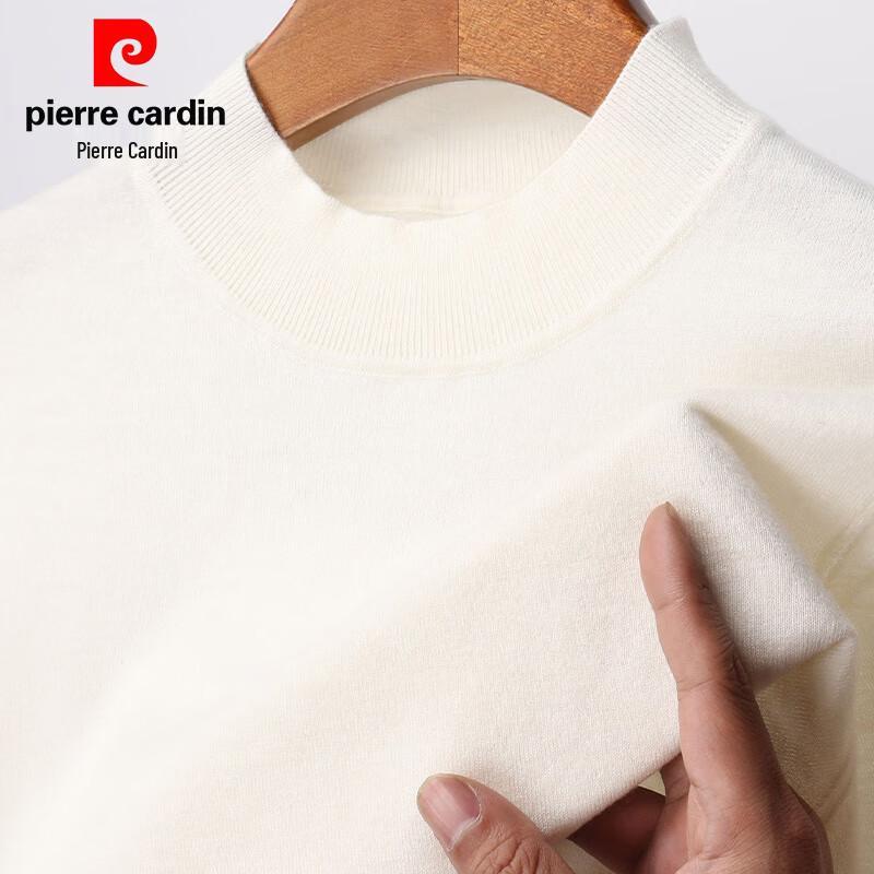 Pierre Cardin Men's 100% Pure Wool 3/4 Sleeve Semi-High Collar Sweater