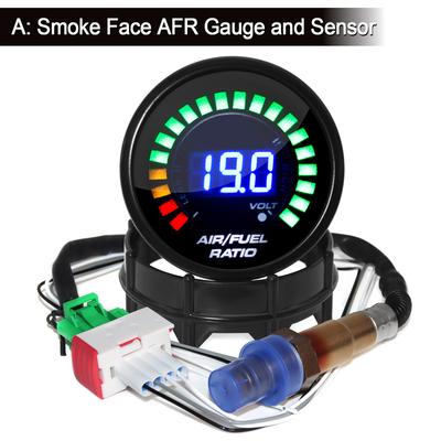 52mm Digital Air Fuel Ratio Gauge Car Gauge AFR Fit for 12V Car Voltmeter 2 In 1 Can Be Paired With Narrowband O2 Oxygen Sensor