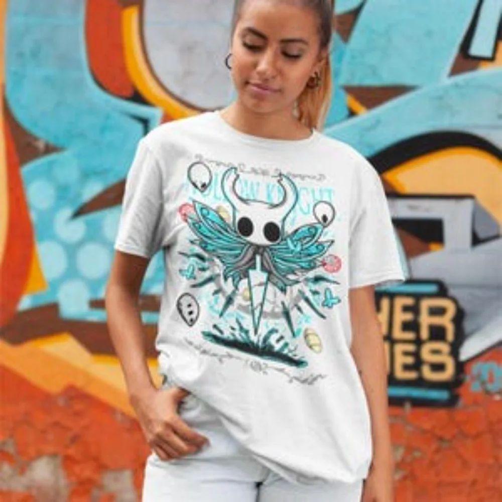 

Y2K High Street Retro T-shirt Hollow Knight Silksong Graphic T Shirt Fashion Cartoon Hot Game T-shirt Casual Loose Top Unisex 4XL
