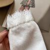 Lace edge v-neck solid color knitted bottoming shirt women's cardigan autumn and winter new foreign style long-sleeved short sweater