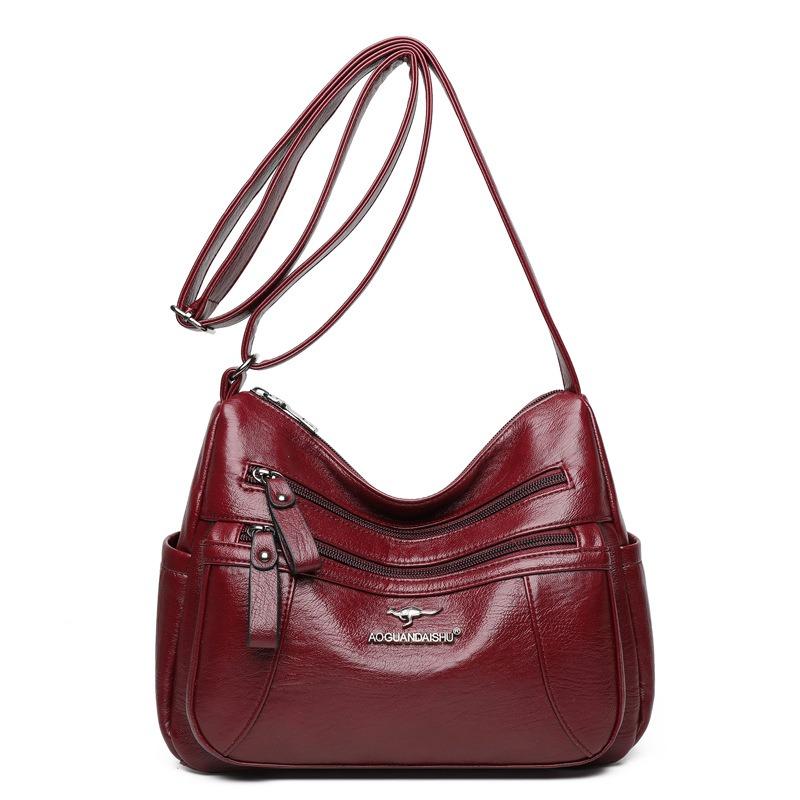 Soft leather texture messenger bag women's bag large capacity simple casual shoulder satchel light mother bag light luxury