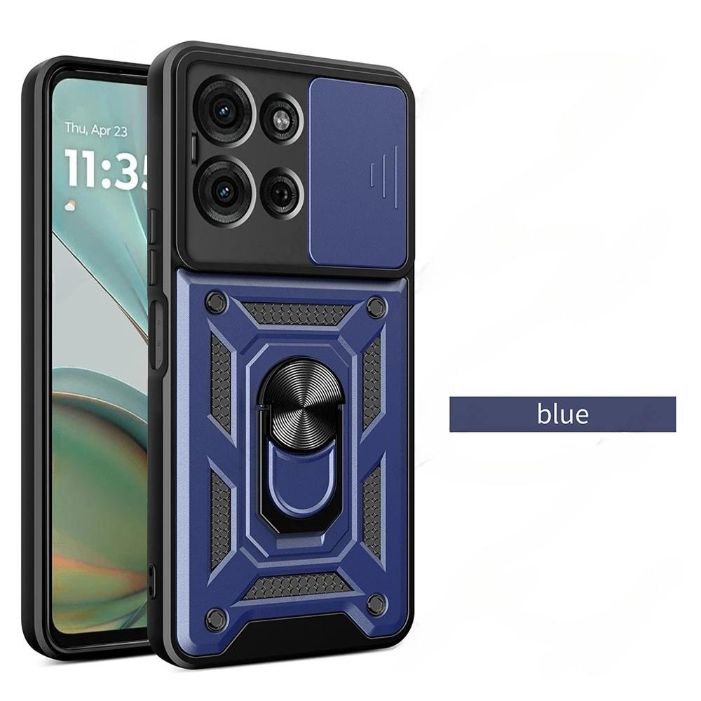 Military Magnetic 360°Rotate Bracket Armor Case For Motorola Moto G75 G85 G55 G35 G56 G86 Anti-Drop Slide Camera Protector Cover