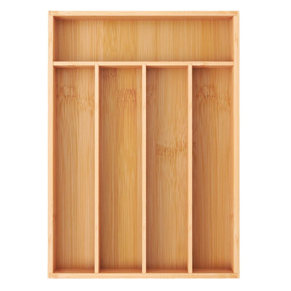 

Five-Grid Design Bamboo Silverware Organizer Western Style Elegant Kitchen Drawer Organizer Multi-purpose Simple Utensil Holder