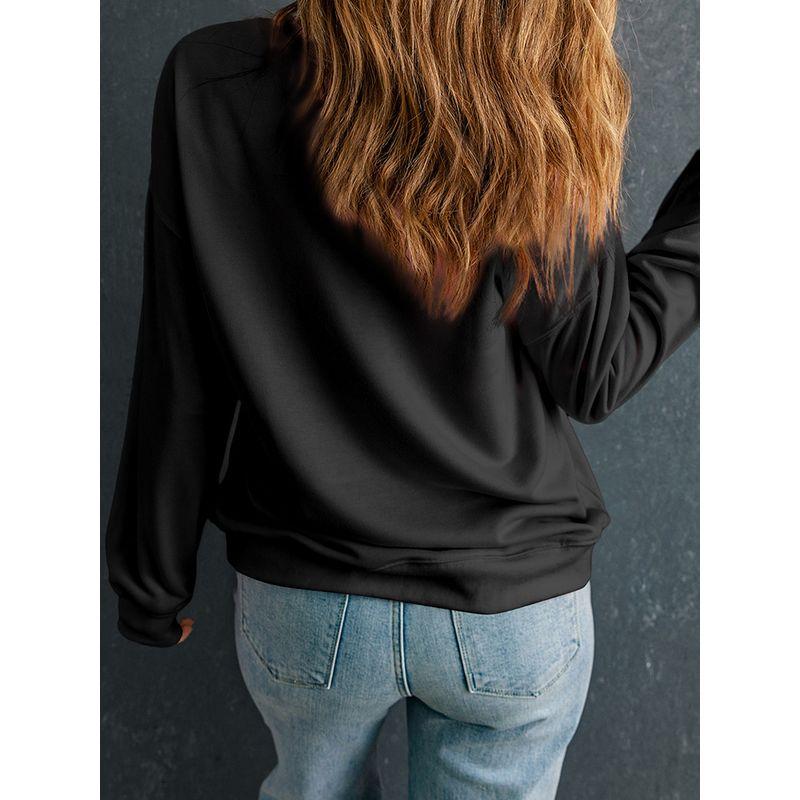 American Leisure Loose Easiest for Match Long Sleeves Bottoming Shirt for Women 2025 Fall New Arrival Pure Color Crew Neck Pullover Sweatshirt Women