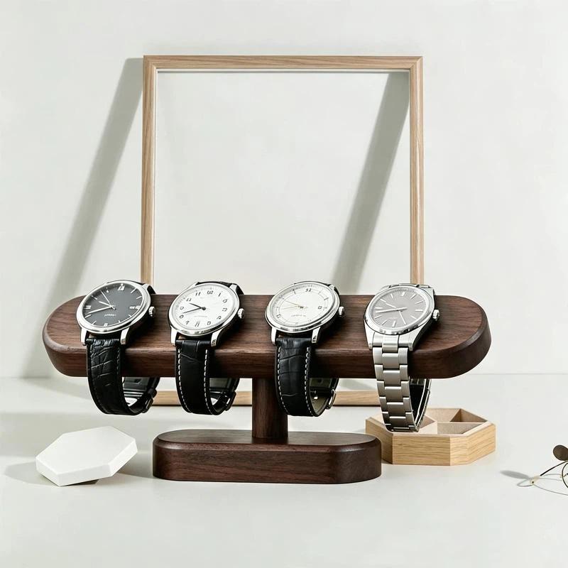Multifunctional Walnut Jewelry Display Holder Sturdy Watch Bracket Anklet Chain Hanger for Home Storage & Display
