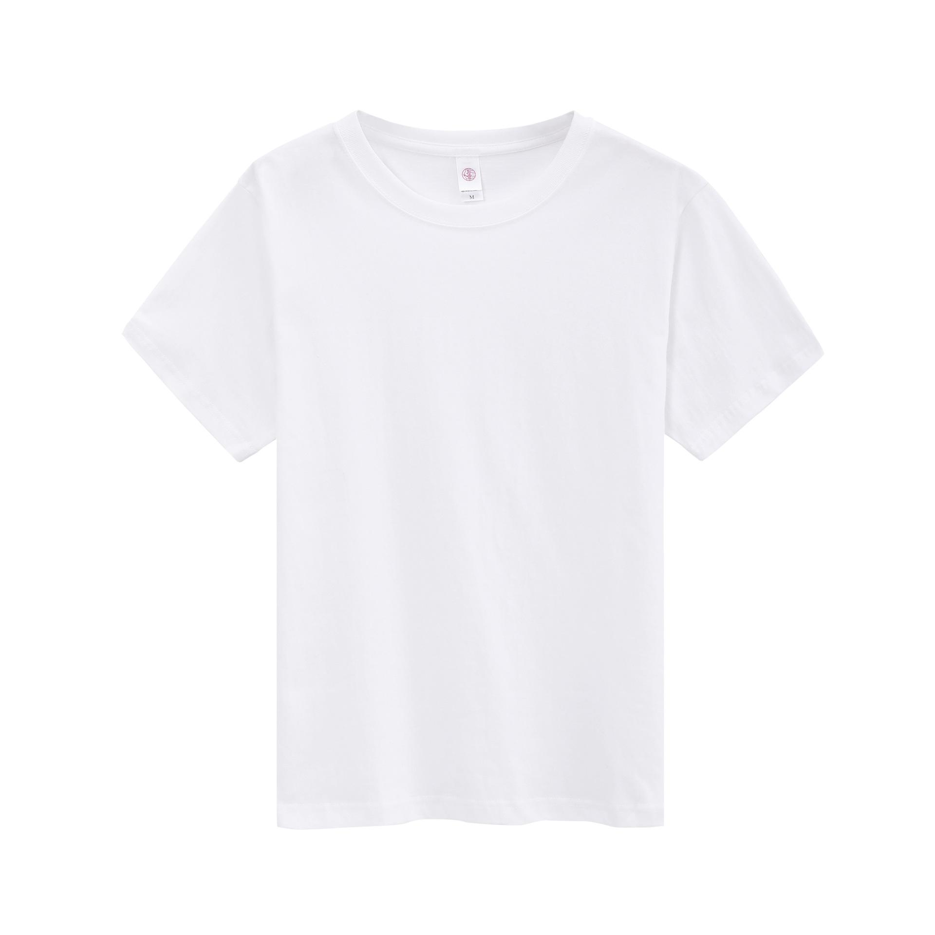 230 г хлопковая пустая футболка для мужчин и женщин, свободная повседневная толстая круглая шея, чистый белый цвет с короткими рукавами L белый