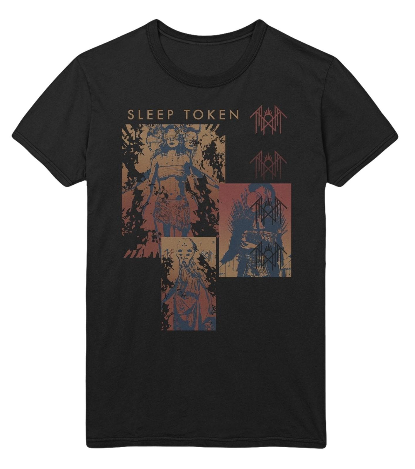 Stakes Sleep Token Multi Hit Jumbo Print T-Shirt T-Shirt Black New L