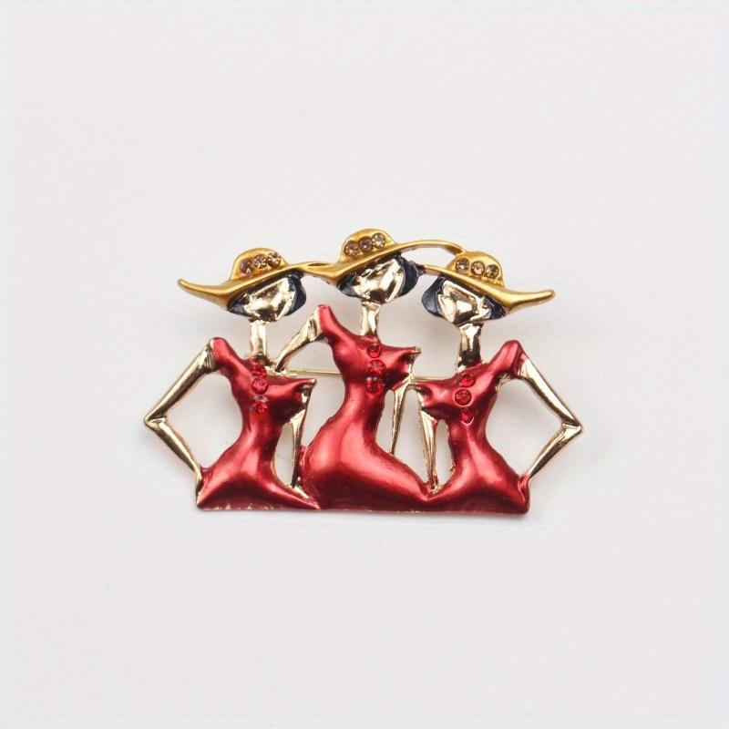 Fashion Three Female Model Brooch Drop Oil Set Rhinestone Upscale Clothing Accessories Ladies Pin Sweater Buckle