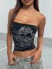 Crop Top Phumee Sleeveless Rhinestones Off the Soulder A2457