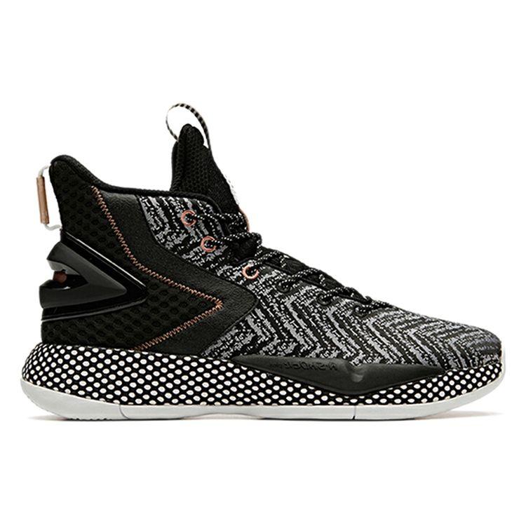 Anta Speed Battle 3 Shock Absorption Warm High-Top Basketball Shoes Men Sneakers Black White 11941606-5