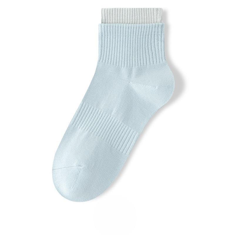 Female Spring and Autumn Simple All Purpose Cotton Double Roquettes Sweat Breathable Sports Tube Socks