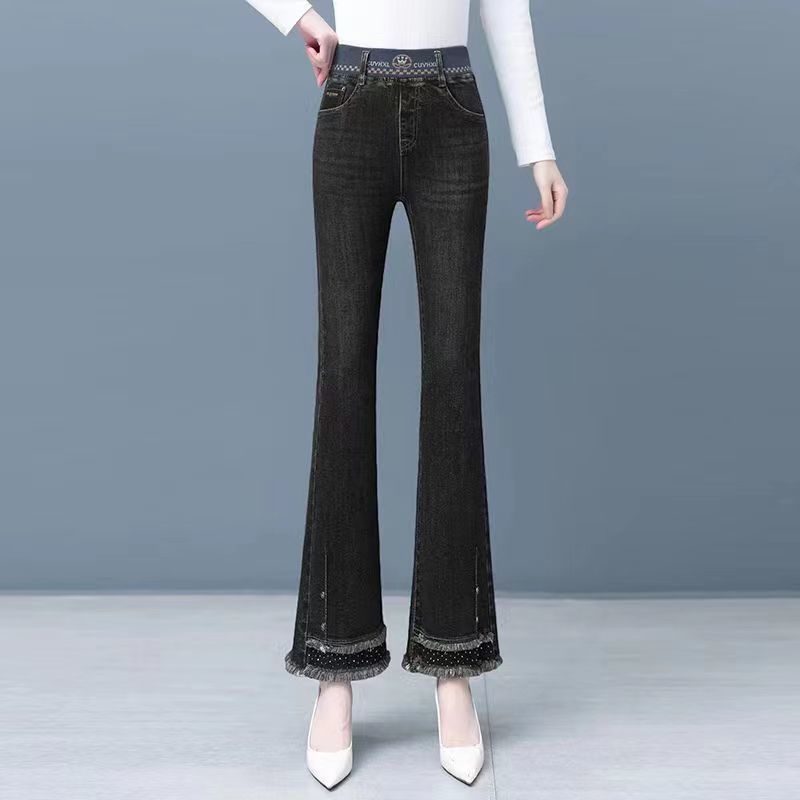 Elastic Waist Jeans for Women's Slim Fit Autumn New High Waist Elastic Fashionable Flared Pants