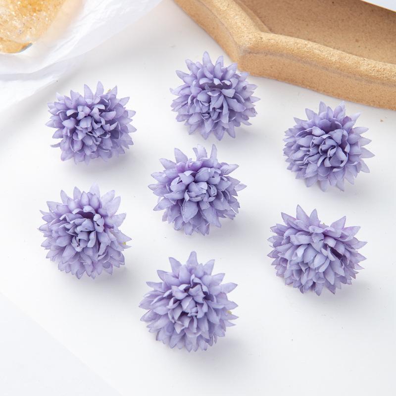 10PCS Artificial Chrysanthemum Pompom Flowers Realistic Faux Silk Floral Bouquet for DIY Hair Clips Shoes and Straw Hat Decor