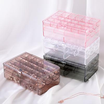 Jewelry Container Storage Box For Rings Earrings Necklaces Organizer Case Large Capacity Multi-Layer Transparent