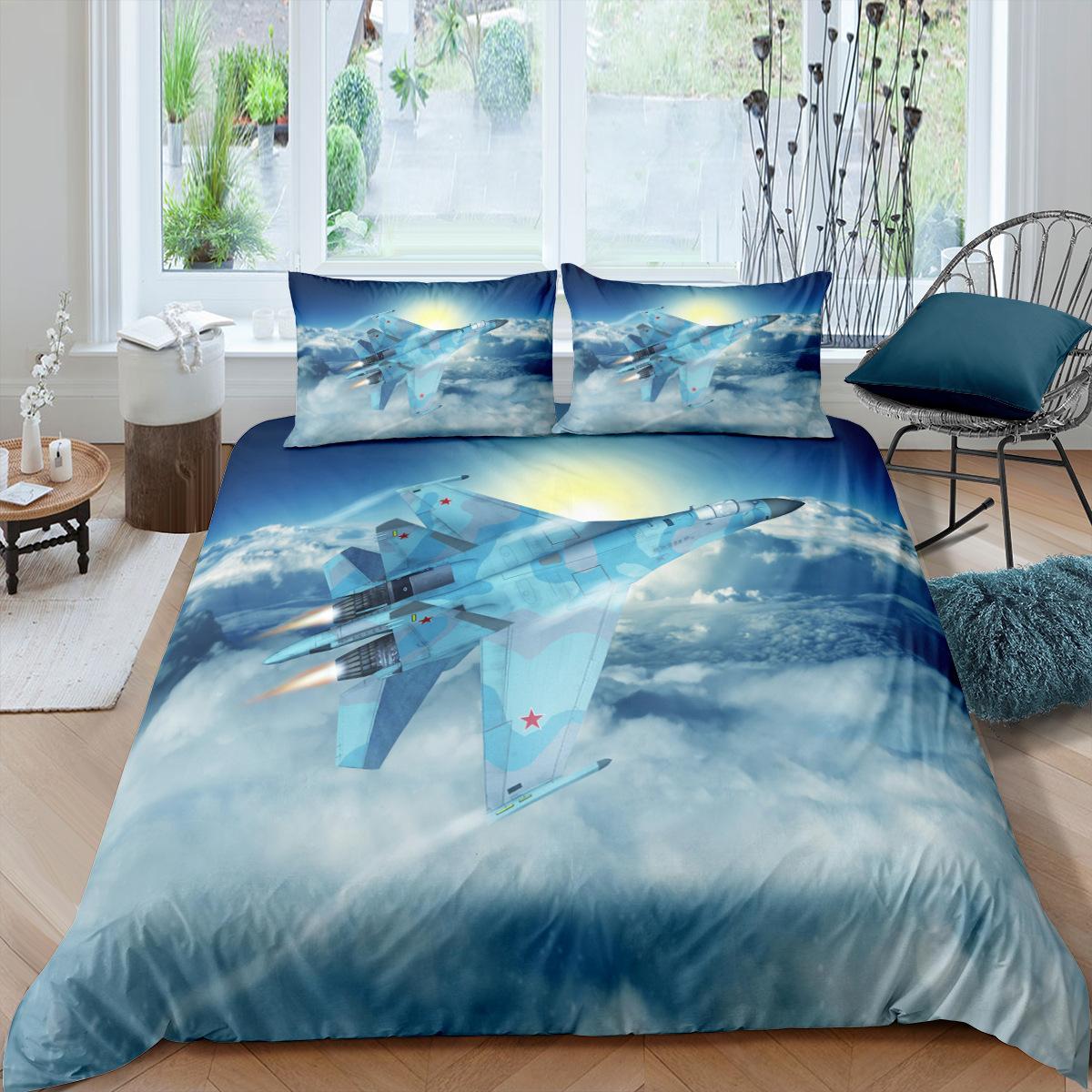 

Comforter Fighter Fire King Queen Full Cool Airplane Bedding Set Military Fans Red Black Polyester Comforter Comforter (quilt)-EU Single(135*200cm)3pcs