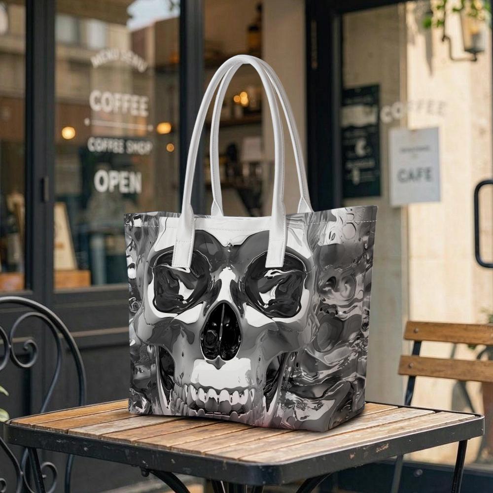 Gothic Skull Print Shoulder Bag Casual Large Capacity Daily Tote Bag For Women