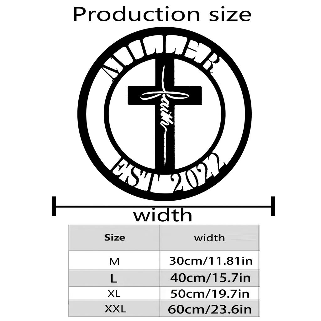 Personalizable Metal Cross Wall Decor, Hanging Sign for Home Door Outdoor Party Scene, Valentine Gift