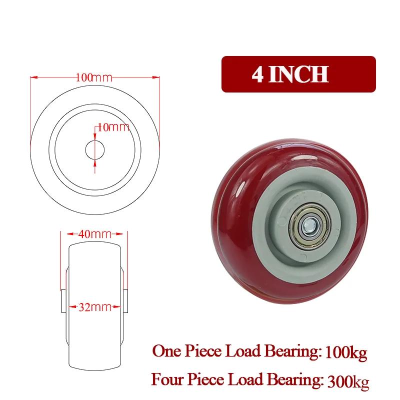 3/4/5 inç Geniş Tekerlekler Teker Ağır Hizmet PVC Mobilya Donanımları Taşıma Arabası Endüstriyel Makine Evrensel Taşıma