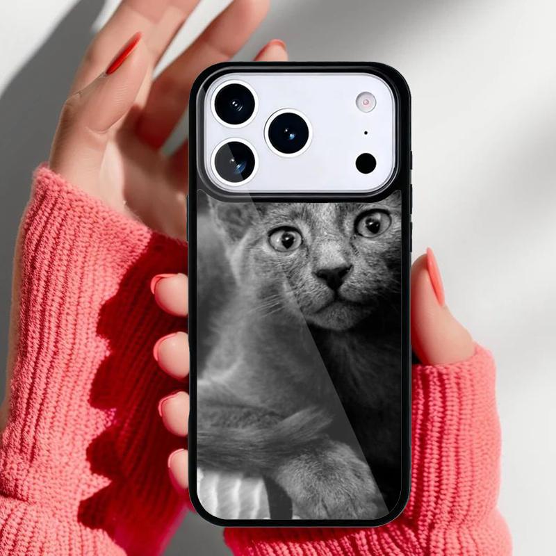 Russian Blue Cat Kitten Cute Phone Case for iPhone 17 Air 16e 15 14 13 Pro Max Back Cover for 12 11 Pro Coque
