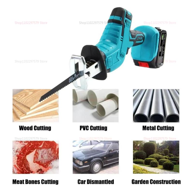 Cordless Electric Reciprocating Saw Handheld Outdoor Multi-Purpose Cutting Tool for Wood Metal Pipes Without Battery New