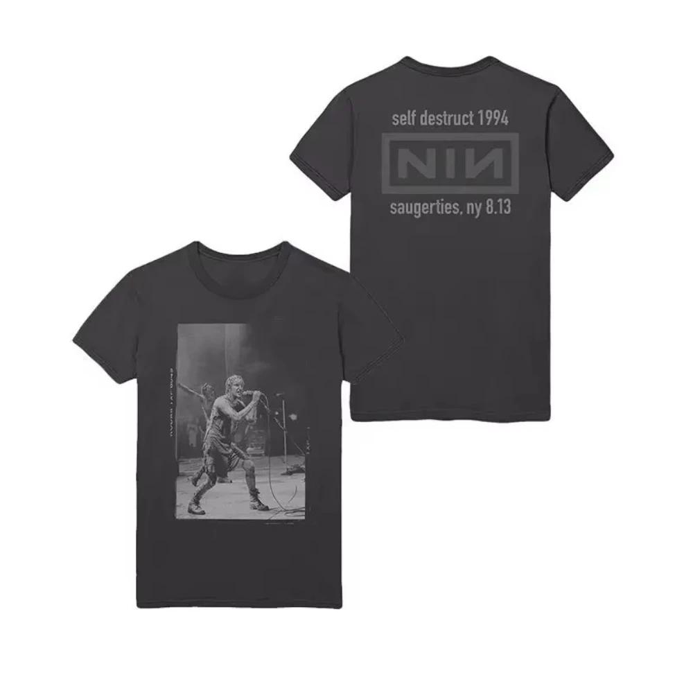 American Rock Music NINE INCH NAILS Nine Inch Nails Band Team Loose Print Mens and Womens Shortsleeved Tshirt Summer T Shirt